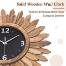 Honiway 16 Inch Wall Clocks, Rustic Wood Boho Sunburst Decorative Wall Clock Battery Operated Silent Non Ticking Farmhouse Large Wall Clocks for Living Room Kitchen Bedroom Home Decor (Rustic Brown) by CozyNest Decor