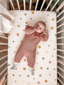 Bassinet Sheet for Baby Boy and Girl, Fitted Sheets for Rectangle, Oval, Hourglass Bassinet Mattress, Muslin Moses Basket Sheets with Neutral Style (Flower-B) by TinyTreasures Baby Boutique