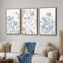 Tinonedraw Large Classic Chinoiserie Flower Framed Canvas Wall Art Set, Navy Blue and White Floral Wall Decor, Minimalist Neutral Botanical Art Printing for Living Room Bedroom Office Dorm 16"x24"x3 by CozyNest Decor