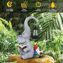 Solar Outdoor Garden Statues Lights, Elephant Figurines with Cute Gnome Garden Sculpture Decor, Luck Elephant Gifts for Woman Mother or Daughter, Unique Housewarming Gifts and Yard Decor by GreenHaven Gardens