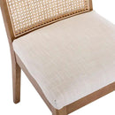 VESCASA Upholstered Dining Chairs with Square Rattan Back, Armless Padded Linen Cushion Dining Chairs with Wood Legs for Dining Room, Kitchen, Set of 4, Natural Frame by CozyNest Decor