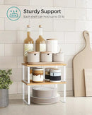 SONGMICS Cabinet Organizer Shelf, Set of 2 Kitchen Counter Shelves, Kitchen Storage, Spice Rack, Stackable, Expandable, Metal and Engineered Wood, Cloud White and Natural Beige UKCS02NW by CozyNest Decor