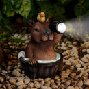 Capybara Solar Garden Statue – Funny Outdoor Resin Animal Decor with Flashlight & Duck – Waterproof Yard Lawn Ornament with LED Light – Solar Powered Figurine for Patio, Porch, Landscape by CozyNest Decor