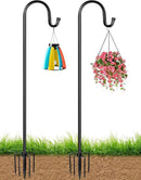 XDW-GIFTS Bird Feeder Pole for Outdoor, 2-Pack 92 Inch Shepherds Hooks Heavy Duty Garden Pole for Hanging Plant Basket, Solar Light Lanterns, Garden Plant Hanger Stands with 5 Base Prongs by GreenHaven Gardens