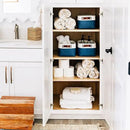 OrganiHaus Small Fabric Storage Baskets for Shelves 6 Pack, 12x8in Closet Storage Bins for Shelves, Cloth Baskets for Organizing, Linen Closet Organizers, Fabric Basket, Navy Blue/White by CozyNest Decor