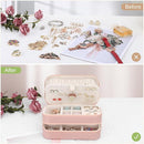 DesignSter Small Travel Jewelry Box with Double Zipper, 2 Layers PU Portable Jewelry Case for Women and Girls,Travel Jewelry Organizer for Rings, Earrings, Necklaces, Bracelets,Pink by TinyTreasures Baby Boutique