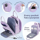 RUVALINO Diaper Bag Backpack, Multifunction Travel Pack Maternity Baby Changing Bags, Large Capacity, Waterproof, Taro Purple by TinyTreasures Baby Boutique