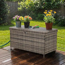 HOMREST Large Deck Box, Outdoor Wicker Storage Container with 240 Gallon, Patio Rattan Furniture for Garden Tools, Pillows, Pool, Brown by CozyNest Decor