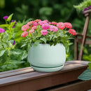 G EPGardening Ceramic Plant Pots - 6 Inch Pot for Plants, Ceramic Planter with Drainage and Saucer, Flower Indoor Outdoor Planter, Modern Bathroom Decor, Birthday Gifts, Green by GreenHaven Gardens
