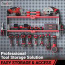 YYR Power Tool Organizer Wall Mount, Cordless Drill and Battery Holder, Electric Tools Hanger Storage Rack with Charging Station, Garage Organization Floating Shelf - Made of Heavy Duty Metal, Red by GreenHaven Gardens