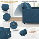 110 Inches Chenille Sectional Sofa w/Pull Out Sofa Bed & Adjustable Back, Tufted U Shaped Couch w/Two Storage Chaises, Sleeper Sectional Sofa w/USB Port & Cup Holders for Living Room, Blue by CozyNest Decor