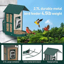Soliom- Bird Feeder with Camera, 5W Solar Powered, AI Identify Species, Smart Wild Bird Watching, 2K Live View, Instant Arrival Alerts,Large 2.7L Seed Capacity, Metal Squirrel Chew-Proof - BF08 Green by GreenHaven Gardens
