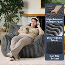 Oversized Bean Bag Chair for Adults, Giant Comfy Plush Boneless Bean Bag Couch with Filler for Kids - Reading Chair for Living Room, Bedroom & Dorm, Single Accent Chair Floor Lounger, Gray by CozyNest Decor