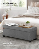 SONGMICS Storage Ottoman Bench, Foldable Foot Rest with Legs, 15 x 43 x 15.7 Inches, End of Bed Bench, Storage Chest, Load up to 660 lb, for Living Room, Bedroom, Entryway, Dove Gray ULSF018G02 by CozyNest Decor