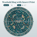 6ft Washable Round Rug - Bug Rugs for Living Room Non-Slip Low Pile Soft Ultra-Thin Machine Washable Circle Carpet for Bedroom, Entryway, Nursery, Kitchen, Home Office (6' Round Teal) by TinyTreasures Baby Boutique