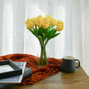 Mandy's Artificial Tulips 12 Stems Yellow Partially Open PU Faux Flowers for Wedding Home Decor 13.5 Inch by CozyNest Decor