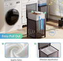 SMIBUY Double Laundry Hamper with Lid, 120L Bamboo Laundry Basket with Removable Liner Bag, 2-Section Clothes Divider Laundry Sorter for Laundry Room, Bathroom, Bedroom (Dark Brown) by CozyNest Decor