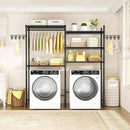 Ulif U5 Over the Washer and Dryer Storage Shelf, Laundry Room Space Saver Bathroom Storage and Organizer Rack for Hanging Towels and Drying Clothes with 5 Wire Shelves, 58.2"W x 13.4"D x 77.5"H, Black by CozyNest Decor