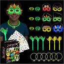 Dinosaur Party Favors Pack – Glow in the Dark Party Supplies | 6 Dinosaur Masks, 6 Bracelets, 6 Necklaces, 6 Wands, 42 Dino Glow Sticks & 80 Stickers | Birthday Classroom Halloween Trick or Treat by TinyTreasures Baby Boutique