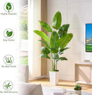 Lifelike Bird of Paradise Silk Artificial Plant Faux Banana Leaf Tree for Home Decor - Perfect Indoor Floor Plant with 11 Trunks (1, White Tall Planter, 6.6 FT) by CozyNest Decor