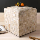Mark&Day Pouf Ottoman, Grobschonau Hide Leather and Fur Camel Cube Pouf Foot Rest for Living Room, Bedroom and Boho Home Decor (18"x18"x18") by CozyNest Decor