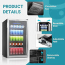 EUHOMY Beverage Refrigerator Cooler, 130 Can Mini Fridge with Glass Door for Soda Beer or Wine, Beverage Cooler for Home, Office, Bar with Adjustable Removable Shelves, Silver by CozyNest Decor