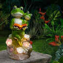Frog Garden Statue,Frog Garden Decor,Solar Frog Statue Sitting on a Stone Reading a Book with 5 LEDs for Lawn Patio Yard Porch Decoration, Outdoor Garden Decor, yijiayi-008 by GreenHaven Gardens