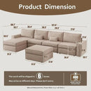 HOOOWOOO Modular Sectional Couch Sofa,128X61 U L Shaped Oversized Couch Sets Free Combination,6 Pieces Extra Deep Sofa with Ottomans for Living Room(Camel Corduroy) by CozyNest Decor
