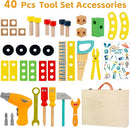 KIDWILL Kids Tool Set with Electric Drill & DIY Stickers, Toddler Tool Set for Kids Ages 3-5 Year Old Boys Girls, Pretend Play STEM Montessori Educational Construction Toys by TinyTreasures Baby Boutique