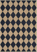 Lahome Checkered Easy Jute 5x7 Area Rugs, Washable Outdoor Patio Rug for Living Room Diamond Indoor Outdoor Carpet, Farmhouse Geometric Non Slip Black Carpet for Backyard Dining Room by CozyNest Decor