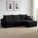 Modular Sectional Sofa Couch, Plush Corduroy Fabric Sectional Couches for Living Room with USB Charging Ports, Phone Holders, and Multi-Functional Storage Armrests (Black, 3set+1ottoman) by CozyNest Decor