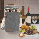 ZORMY 2 Bottle Insulated Wine Tote Bag, Wine Carrier Travel Padded Cooler Bag with Shoulder Strap & Corkscrew Opener, Perfect Wine Lover's Gift, Great for Picnics Grey by TinyTreasures Baby Boutique