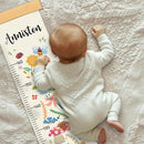 Personalized Name Growth Chart for Wall, Flower Birds Canvas Height Chart for Kids Baby Child Toddler Boys Girls, Canvas&Wood Growth Chart for Wall Room Nursery Decor,Easy Care by TinyTreasures Baby Boutique