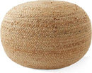 Casafield Hand-Braided Jute Pouf Ottoman Footrest, 19" Round x 10-1/2" High, Natural Woven Boho Floor Cushion, Home Decor for Living Room, Bedroom, Apartment by CozyNest Decor