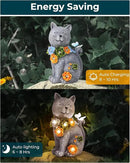 Solar Garden Statues Outdoor Decor, 6 LED Cat Flowers Butterfly Figurine Lights, Waterproof for Balcony Patio Porch Lawn Yard Ornament Art - Gift Ideas for Housewarming Gardening Grandma Women by CozyNest Decor