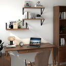 Heimlove Floating Shelves for Wall, 16 Inch Long Wood Floating Shelves Set of 3, Wall Mounted Hanging Shelf for Bathroom Bedroom Kitchen, Rustic Brown by CozyNest Decor