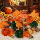 Artmag Fabric Pumpkins Set Decor, 25 PCS Fall Artificial Maple Leaves, Harvest Pumpkins, Acorns, Pine Cones and Orange Berry Stems Decorations for Fall Thanksgiving Table Home by CozyNest Decor