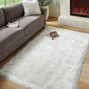 AMTOVO Faux Fur Sheepskin Rug for Living Room, 4 x 6 ft White Fluffy Area Rug for Bedroom, Playroom, Luxury Room Decor, Rectangle by CozyNest Decor