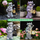 Goodeco 9.5 Inch Highland Cow with Solar Lantern – Resin Garden Decor, Outdoor Statue & Unique Highland Cow Gifts (Gray) by CozyNest Decor