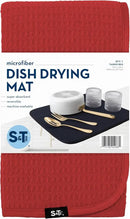 S&T INC. Dish Drying Mat, 16” x 18”, Absorbent Microfiber Kitchen Counter Mat, Dish Drying Pad for Dishes, Utensils, Pots and Pans, Large, Red by CozyNest Decor