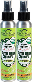 US Organic Mosquito Repellent Anti Bug Outdoor Pump Sprays, USDA Certification, Cruelty Free, Proven Results by Lab Testing, Deet-Free (4 oz - Value 2 Pack) by TinyTreasures Baby Boutique
