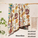 Boho Throw Blanket, 100% Cotton Ultra Soft Luxury Throw Rustic Quilt, 80"x90" Floral Printed Farmhouse Decor Bed Summer Blankets, All Season Rustic Reversible Bohemian Throw for Bed - White by CozyNest Decor