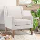 COLAMY Modern Wingback Living Room Chair Set of 2, Upholstered Fabric Accent Armchair, Single Sofa Chair with Lounge Seat and Wood Legs for Bedroom/Office/Reading Spaces, Beige by CozyNest Decor