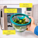 Anyday 4-Cup Glass Food Storage with Glass Lid, Round Shallow Dish | Plastic-Free Meal Prep & Microwave Cookware | Stackable Airtight Storage Container with Vented Lid for Microwave-Safe Reheating by TinyTreasures Baby Boutique