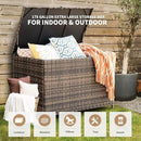 178 Gallon Outdoor Storage Box, Handle Large Portable Wicker Rattan Deck Box for Patio Furniture Cushions, Patio Deck Box with 2 WheelsThrow Pillows, Garden Tools and Pool Floats (Brown) by GreenHaven Gardens