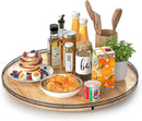 24" Lazy Susan Oak Wood Turntable Organizer for Cabinet, Farmhouse Round Wooden Large Lazy Susan Organization and Storage for Dining Table, Pantry, Kitchen, Countertop, Cupboard, Home Decor by CozyNest Decor