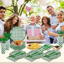 350 Pcs Green Gingham Plates and Napkins Party Supplies - Green and White Checkered Plates Sets Serve 50 Guests - Scalloped Gingham Paper Plate for Birthday Picnic BBQ Golf Party Decorations by CozyNest Decor