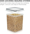 Vtopmart 4 PCS Large Food Storage Containers 5.2L / 175oz, 4 Pieces BPA Free Plastic Airtight Canisters for Flour, Sugar, Baking Supplies, Rice with Lids, 4 Measuring Cups and 24 Labels, Black by CozyNest Decor