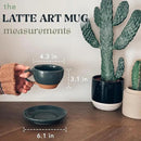 Mora Ceramic Latte Art Mug With Saucer - 10.5 oz, Round Bottom For Perfect Pours - Cafe Cups for Cappuccino, Espresso, Coffee, Tea etc - Porcelain Set for Baristas, Great Gift - Shadow Grey by CozyNest Decor