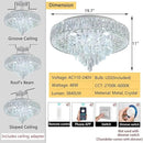 Modern Crystal Chandeliers for Dining Room LED Light Fixture Close to Ceiling Chandelier Flush Mount Ceiling Light Dimmable Lamp with Remote for Living Room Bedroom Hallway 2700K 6000K by CozyNest Decor